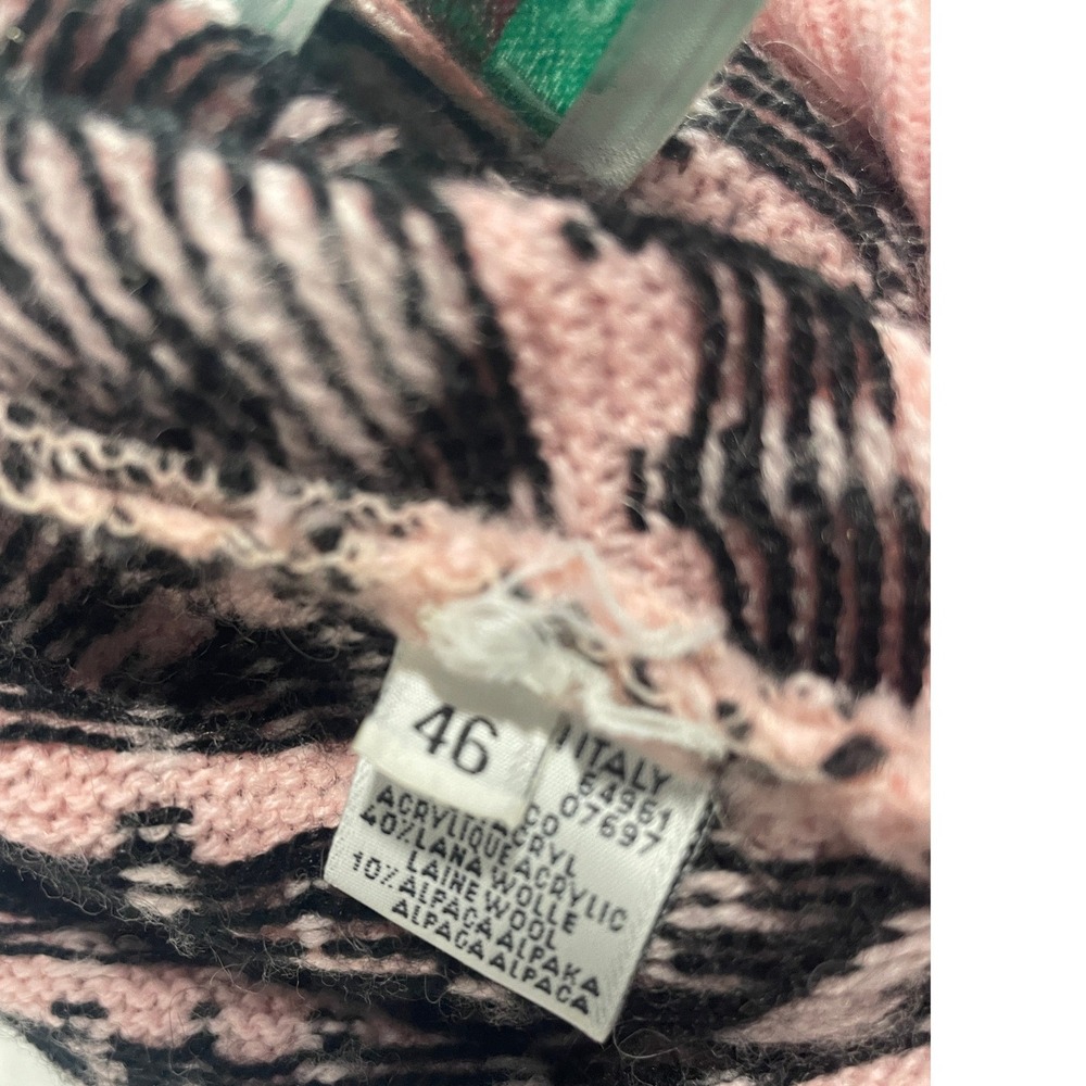 Benellan Women's Sweater Wool/Alpaca Sz 46(S) Pink Black Mock Neck Knit Pullover - Picture 8 of 9
